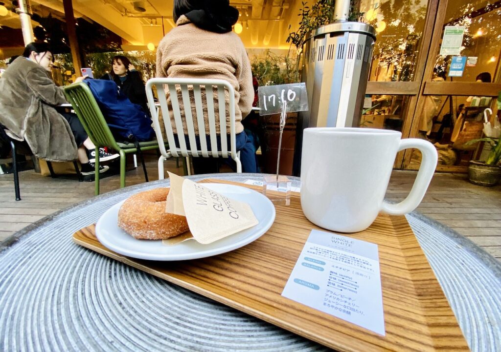 White Glass Coffee - donut and coffee